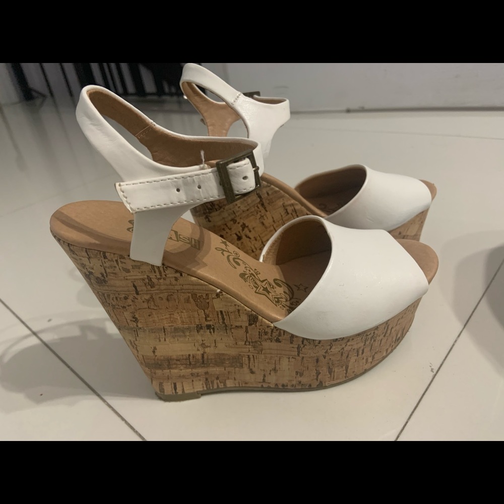 White wedge sandals